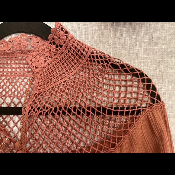 Free People On The Island Crochet Blouse Sz Small - Picture 2 of 9